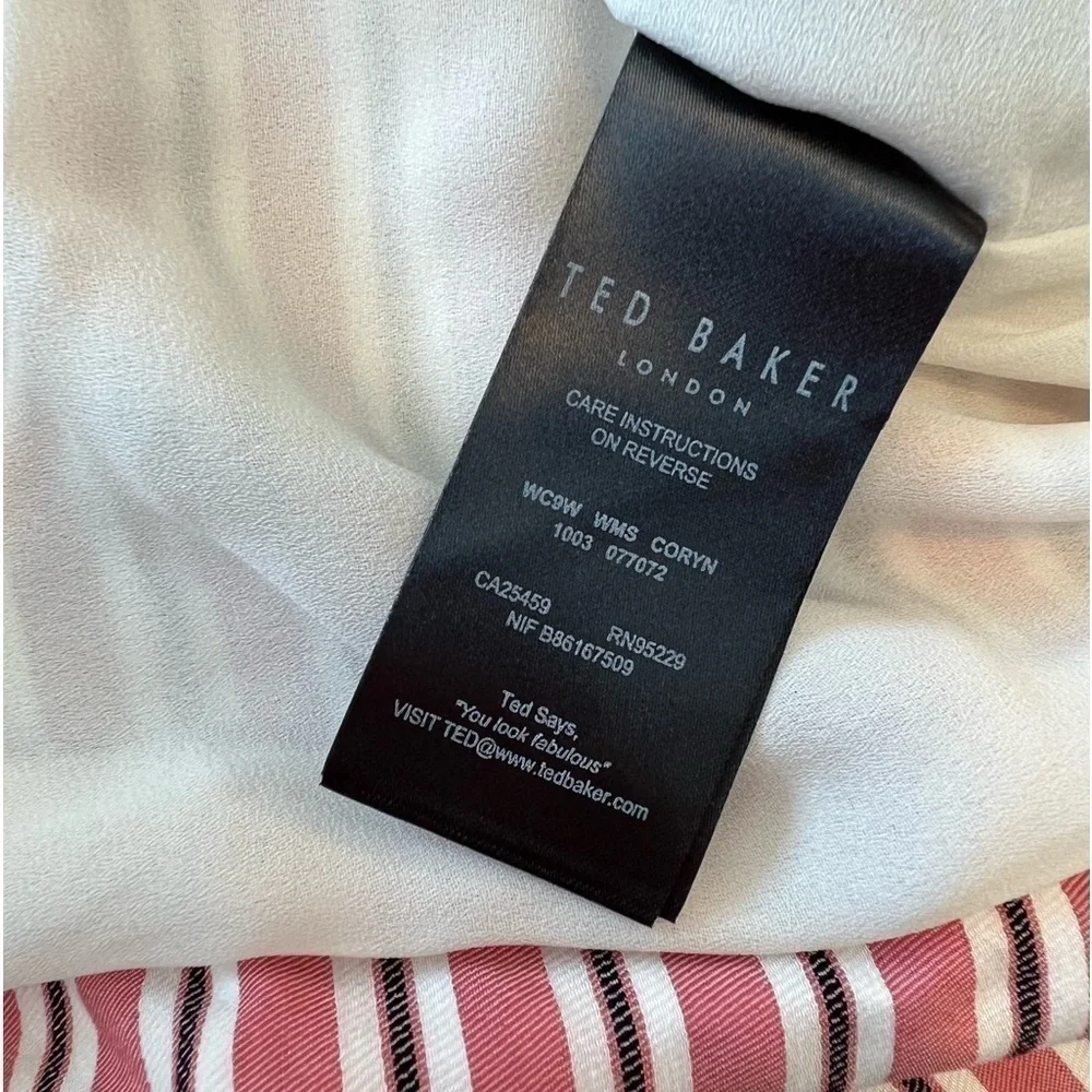 Ted Baker Corn Layered Striped Ruffle Hem Midi Pencil Skirt NWT